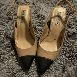 Steve Madden Nude and Black Pointed Slingback Pumps